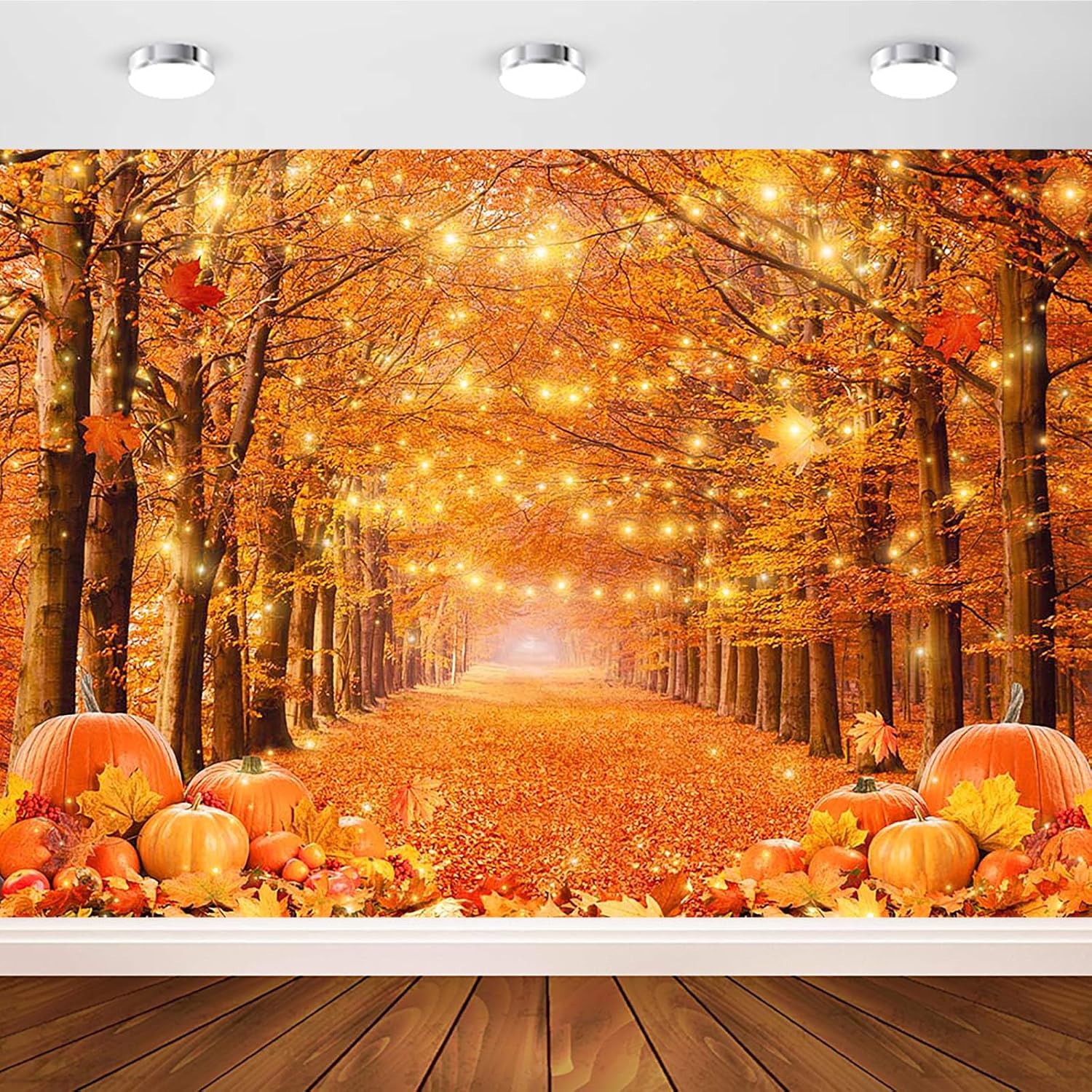 Avezano Fall Backdrop for Photography with Autumn Leaves Design