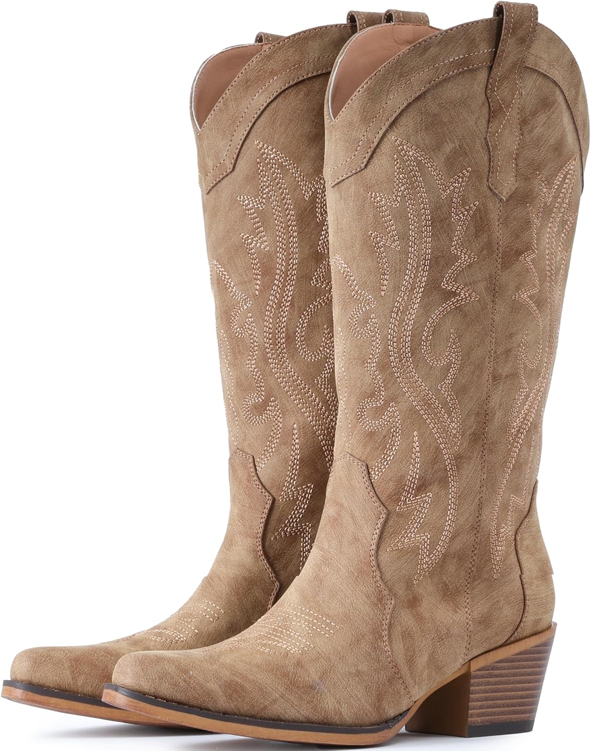 IUV Cowboy Boots for Women with Chunky Heel and Snip Toe