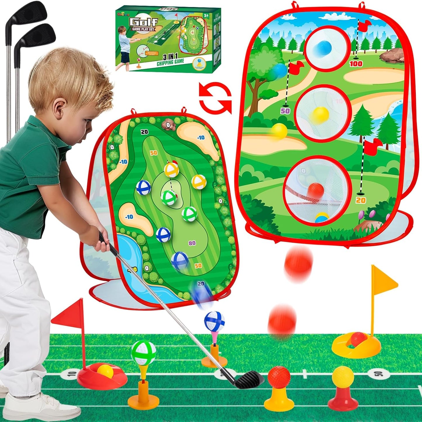 Double-Sided Toddler Golf Set - Indoor Outdoor Fun!