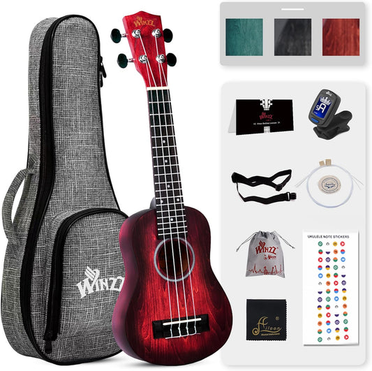 21 Inches Soprano Ukulele with Accessories and Online Lessons