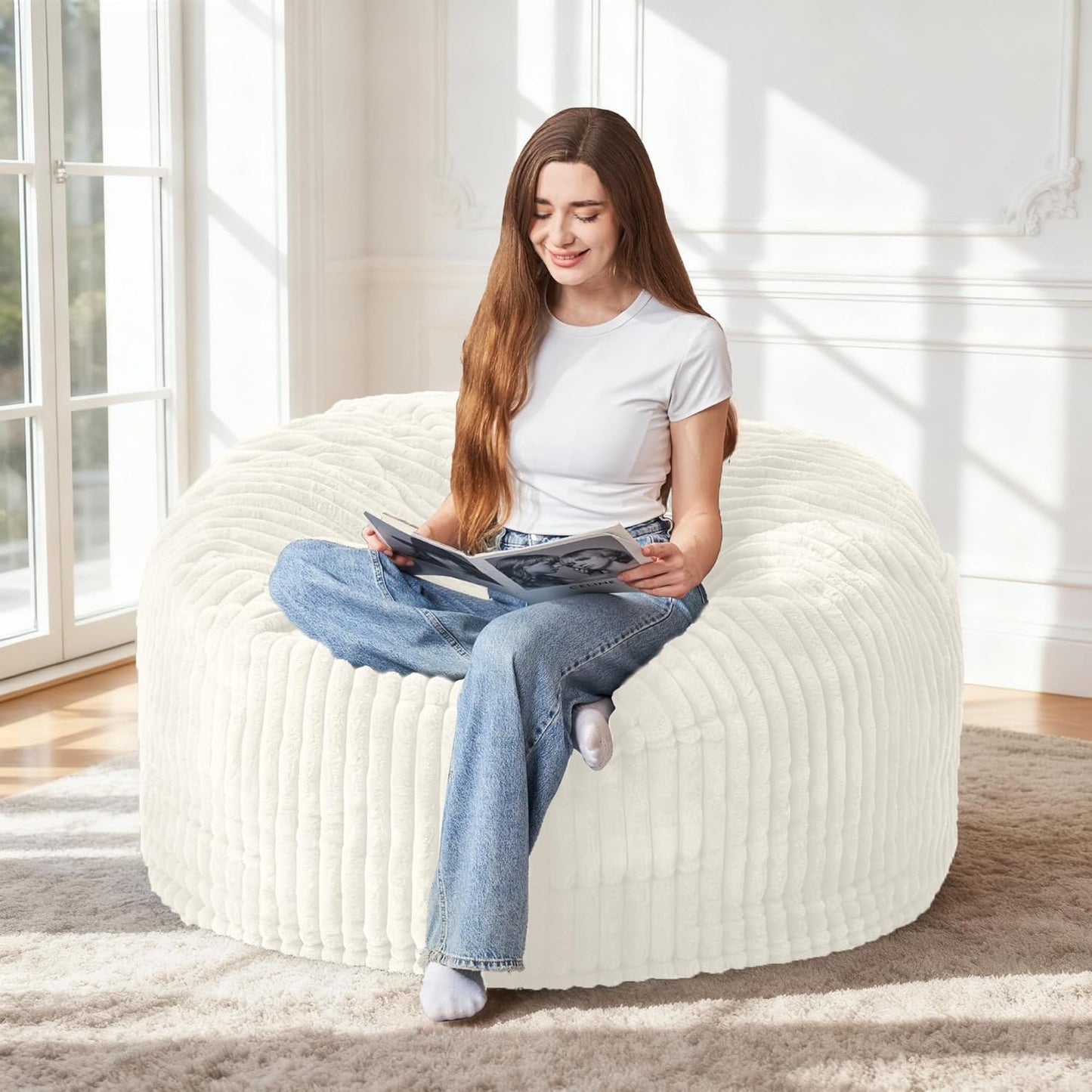 HABUTWAY 3FT Bean Bag Chair for Adults with Plush Cover