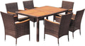 Devoko Dining 7 PCS Patio Conversation Set with Acacia Wood Table Top