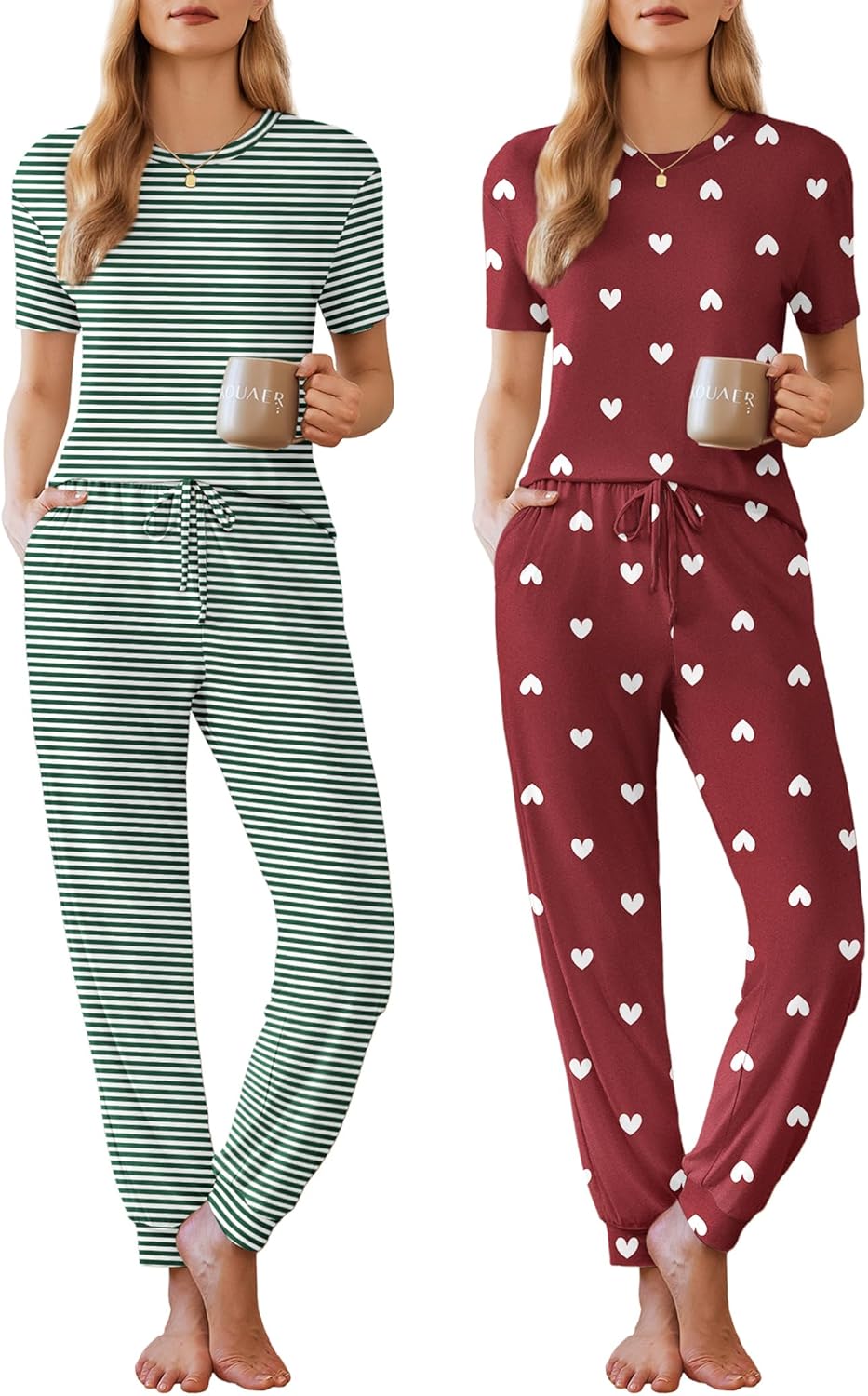 Ekouaer 2 Pack Womens Pajama Sets for Cozy Lounging and Sleep