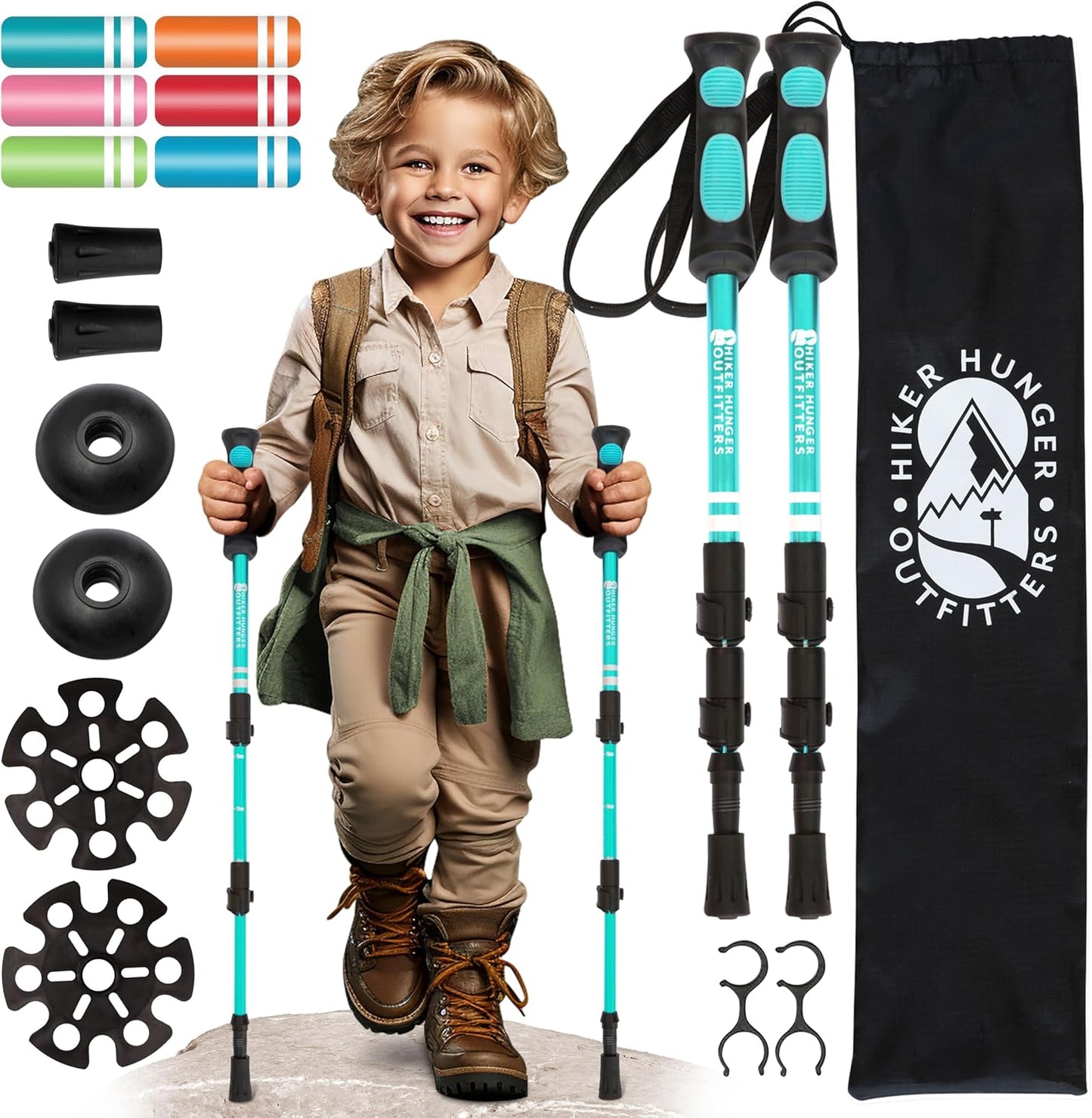 Ultra-Light Kids Hiking Poles - Easy Adjustable for Junior Explorers