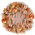 Hello Fall Welcome Autumn Thanksgiving Front Door Mesh Wreath - 24 in
