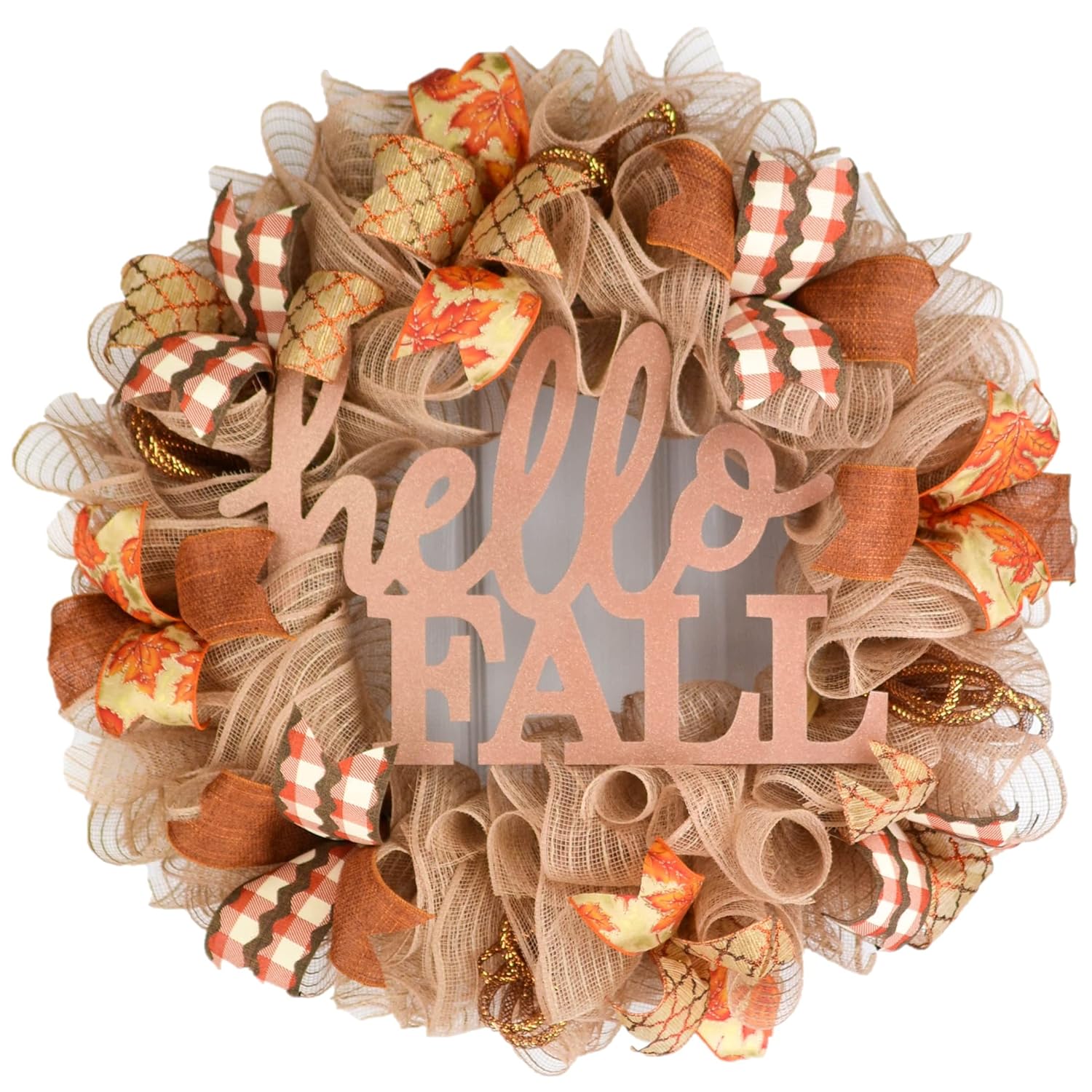 Hello Fall Welcome Autumn Thanksgiving Front Door Wreath