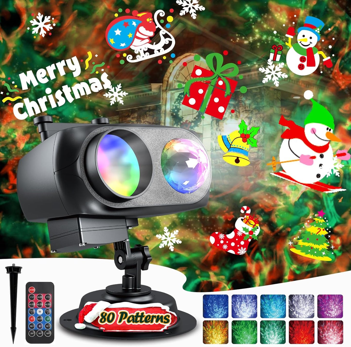 Anysun 80 Patterns Ocean Wave Christmas Projector