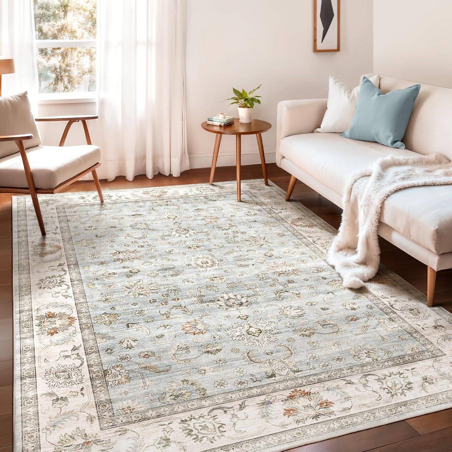 WITSHOCK 5x7 Washable Area Rug for Vintage Home Decor