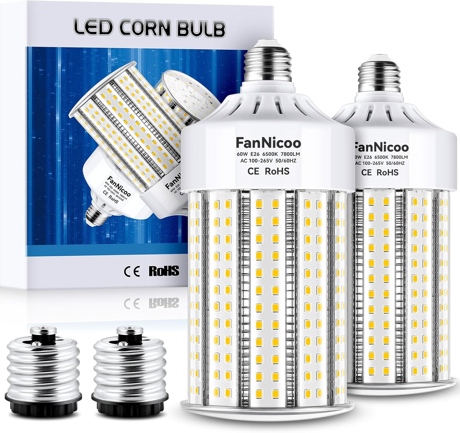 Super Bright 800W Equivalent LED Corn Light Bulb 2 Pack