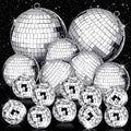 17 Pcs Disco Ball Decorations Assorted Sizes - Ready to Hang Party Set