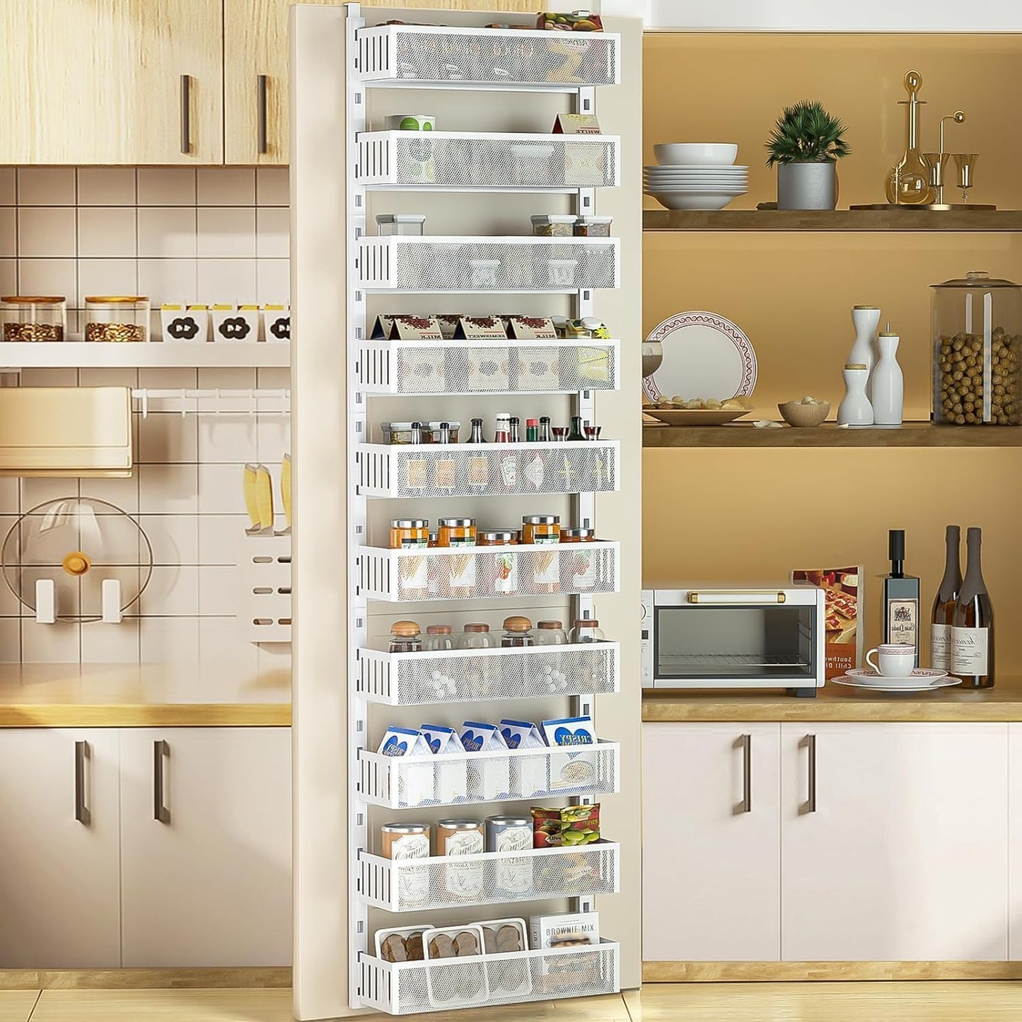 10-Tier Over The Door Pantry Organizer for Kitchen and More