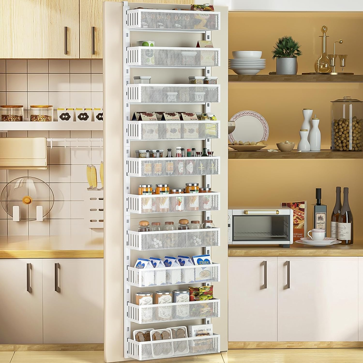 10-Tier Over The Door Pantry Organizer for Kitchen and More