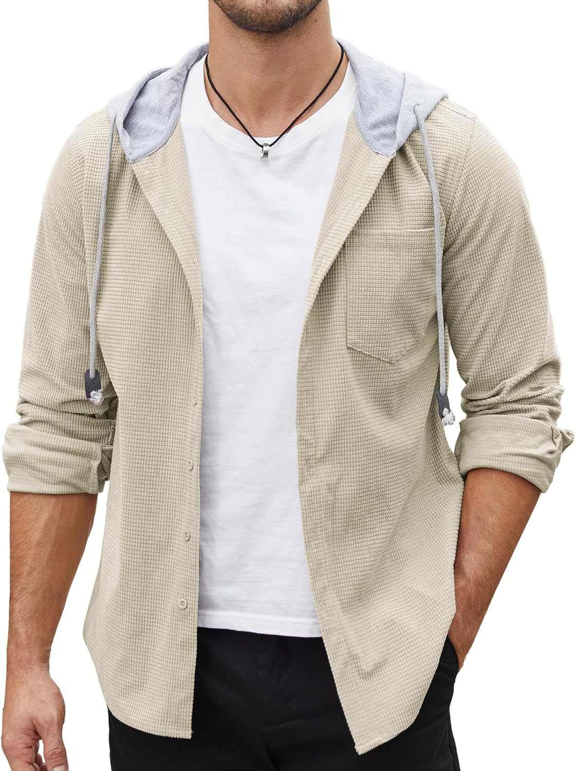 COOFANDY Men's Hooded Corduroy Shacket ~ Stylish!