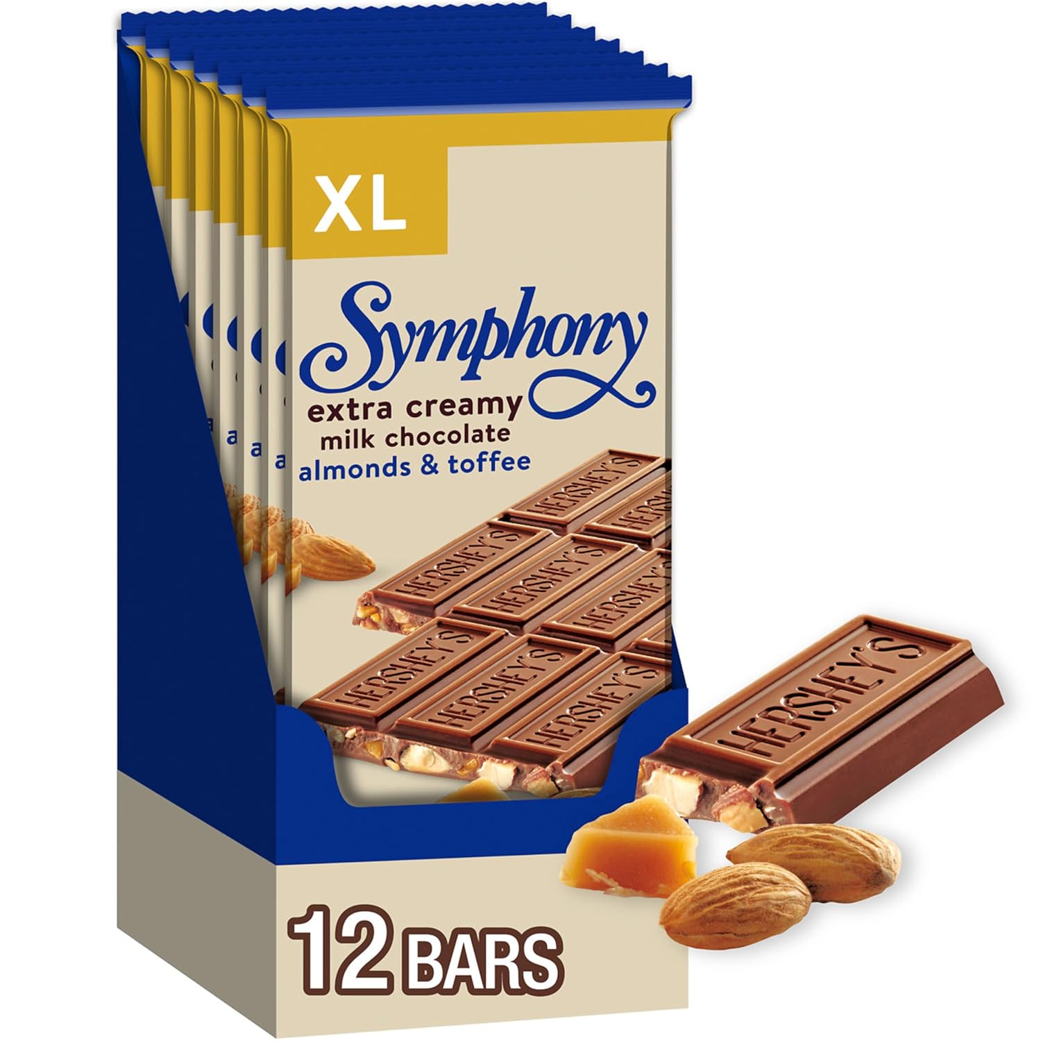 HERSHEY'S SYMPHONY Chocolate Almond Toffee XL Candy Bars