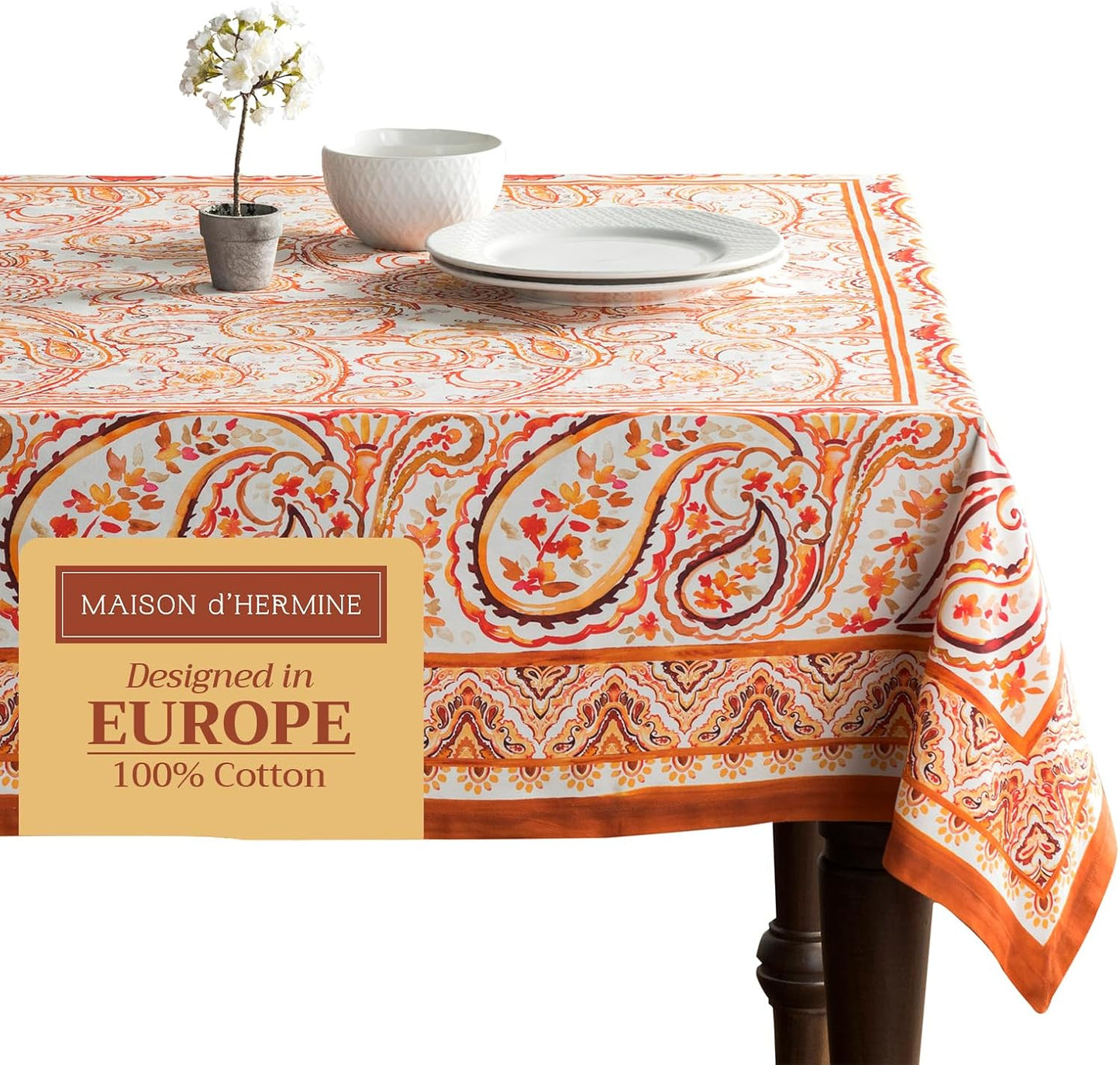Elegant 100% Cotton Tablecloth for Dining and Festive Occasions