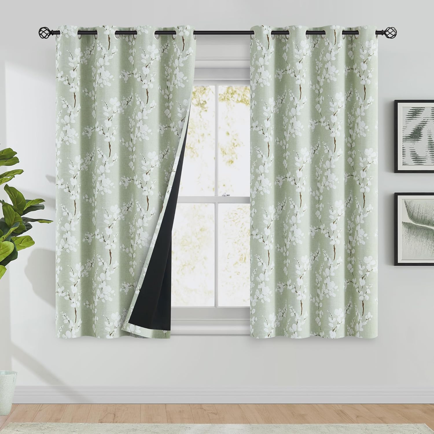 FMFUNCTEX Blackout Floral Curtains for Bedroom and Living Room