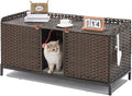 Cat Litter Box Enclosure for 2 Cats - Hidden Rattan Litter Furniture