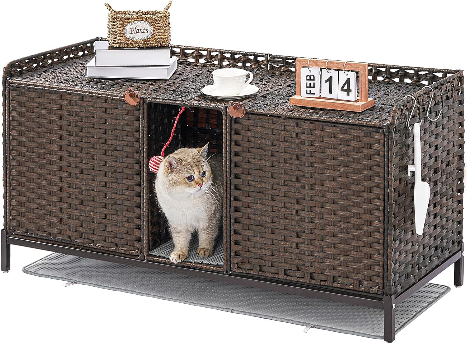 Cat Litter Box Enclosure for 2 Cats - Stylish Hidden Furniture