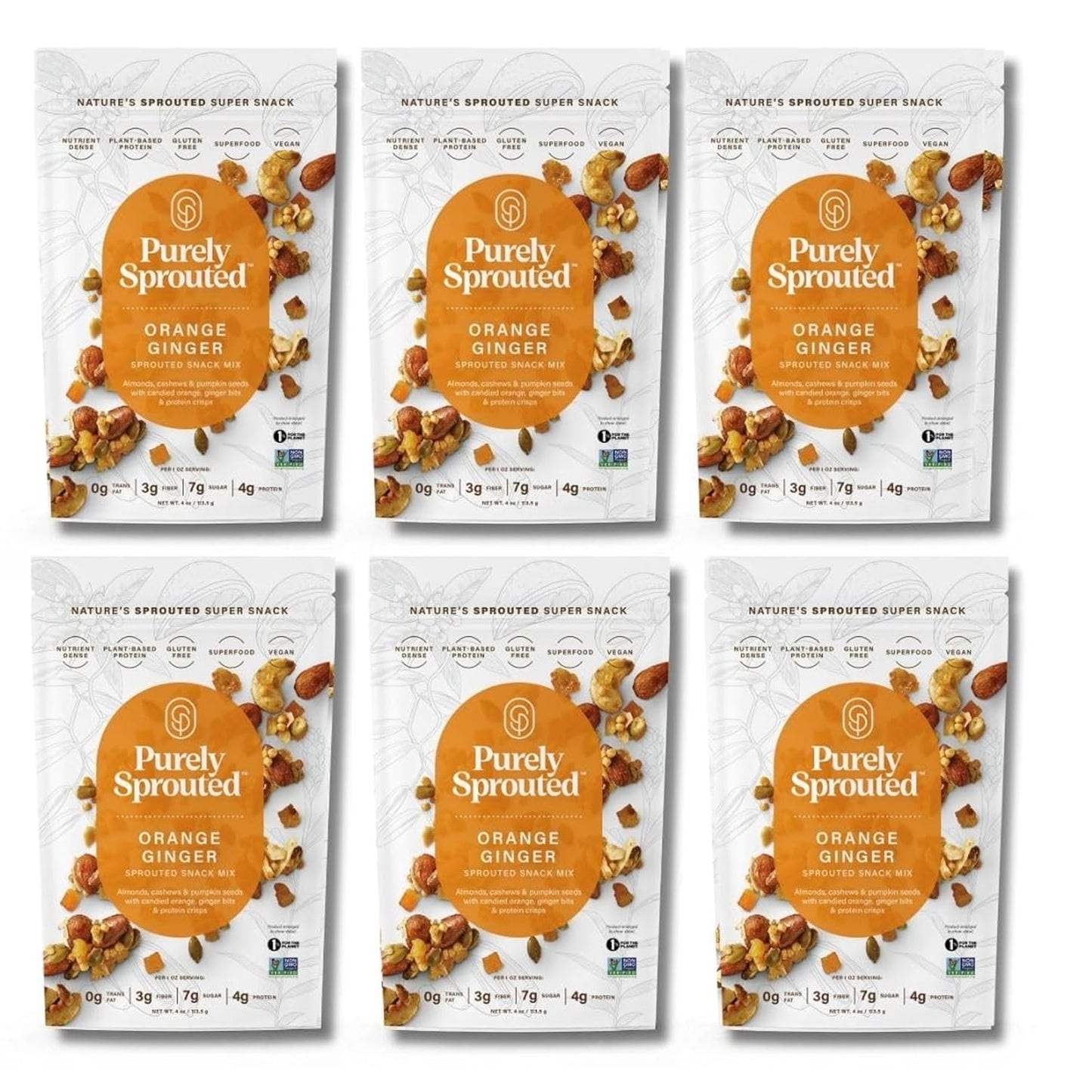 Purely Sprouted Orange Ginger Snack Mix with Nuts & Seeds