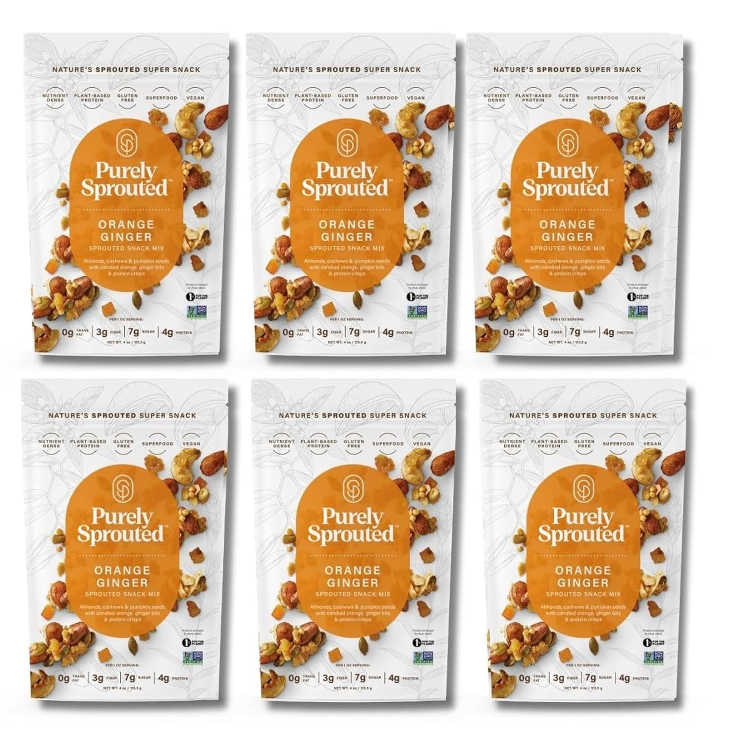 Purely Sprouted Orange Ginger Snack Mix with Nuts & Seeds