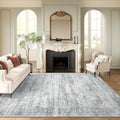 Washable Area Rug 8x10 for Living Room, Vintage Gray Design