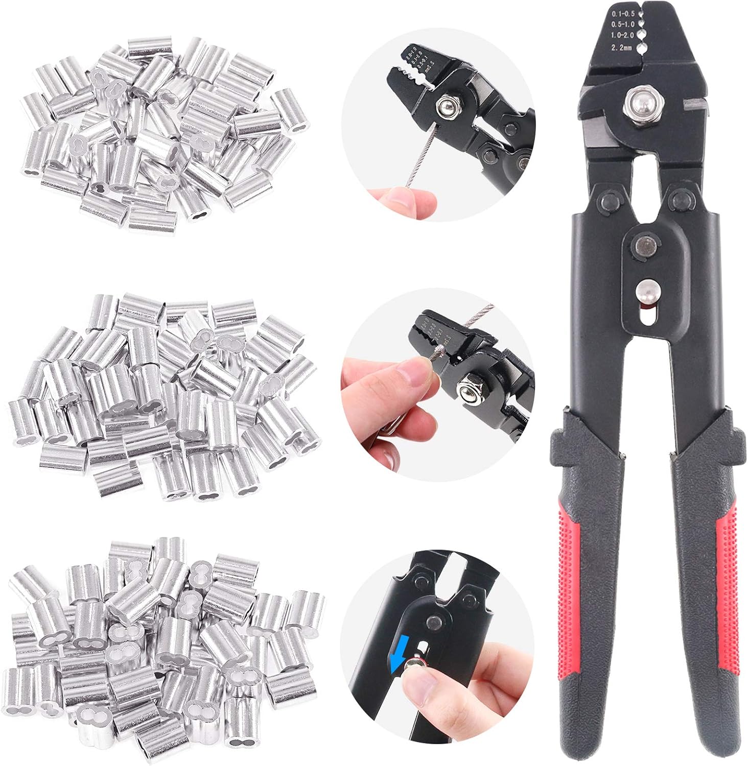 Glarks Wire Rope Crimper Kit - Crimp Up To 2.2mm