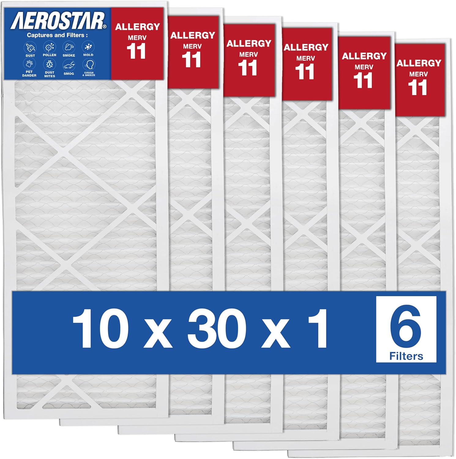 Aerostar Air Filters 10x30x1 MERV 11 for Healthier Home Air