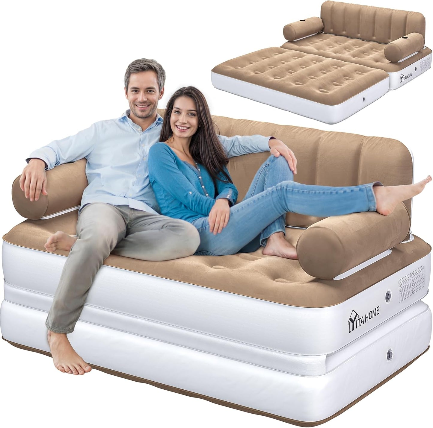 YITAHOME Queen Size Inflatable Sofa Bed for Home and Camping