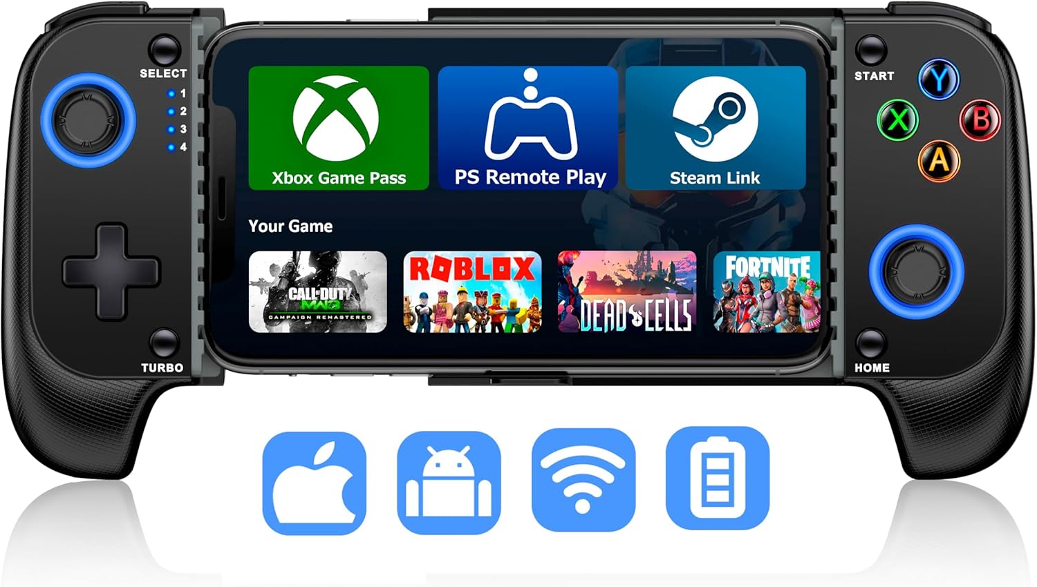 Wireless Phone Controller for iPhone/Android with Dynamic LED Lights