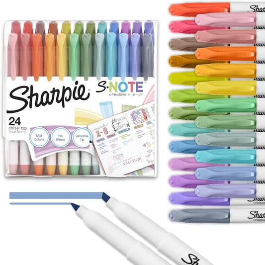 Sharpie S-Note 24ct Creative Markers ~ Vibrant Colors, Chisel Tip