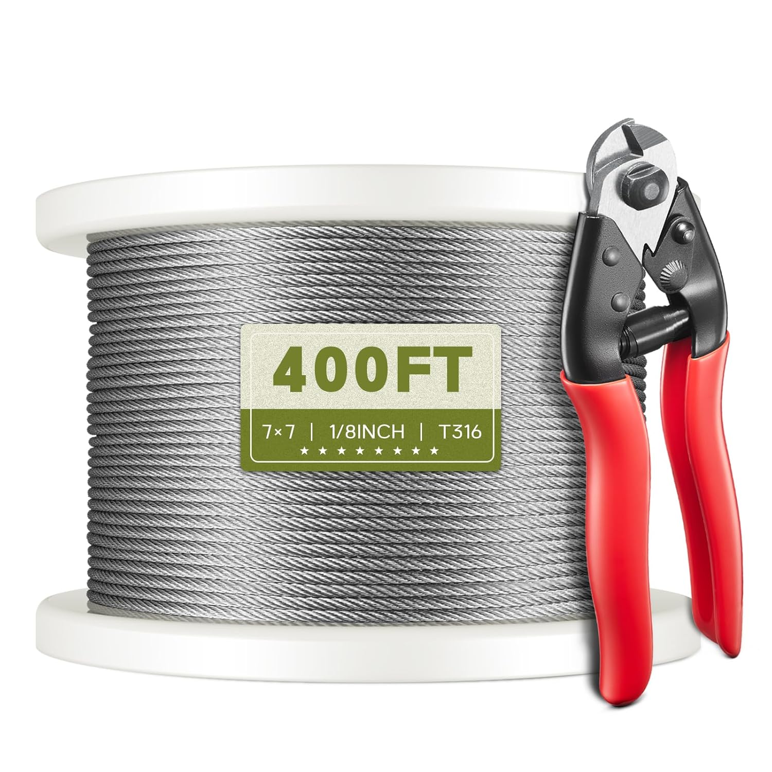 KALLDSY 400FT 1/8in T316 Stainless Steel Cable for DIY
