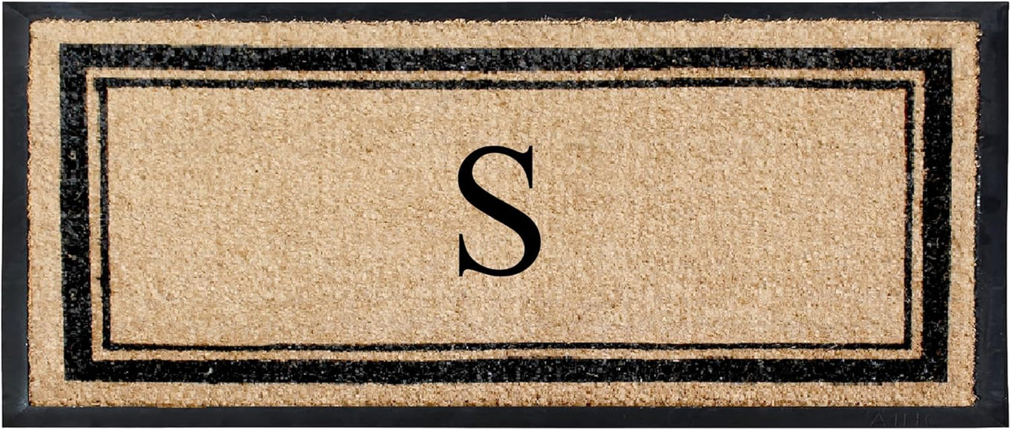 Natural Coir & Rubber Hand Flocked Large Monogrammed Door Mat