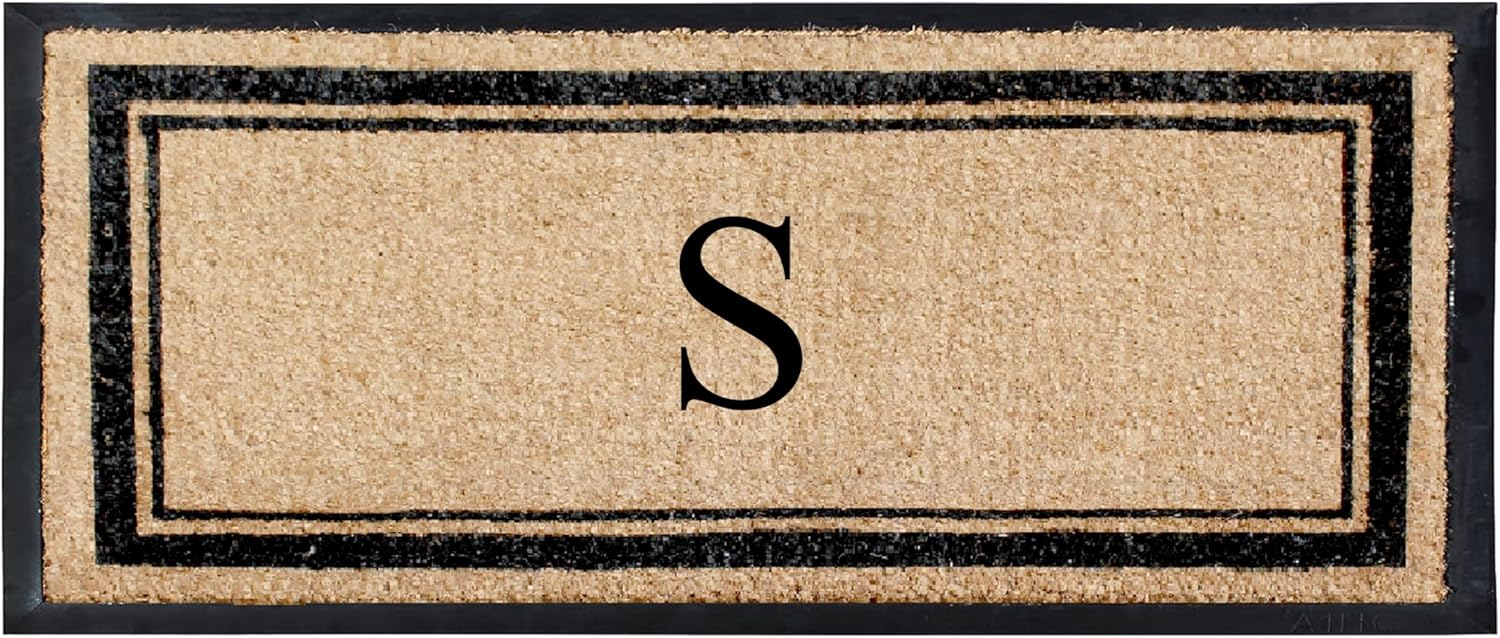 Natural Coir & Rubber Hand Flocked Large Monogrammed Door Mat