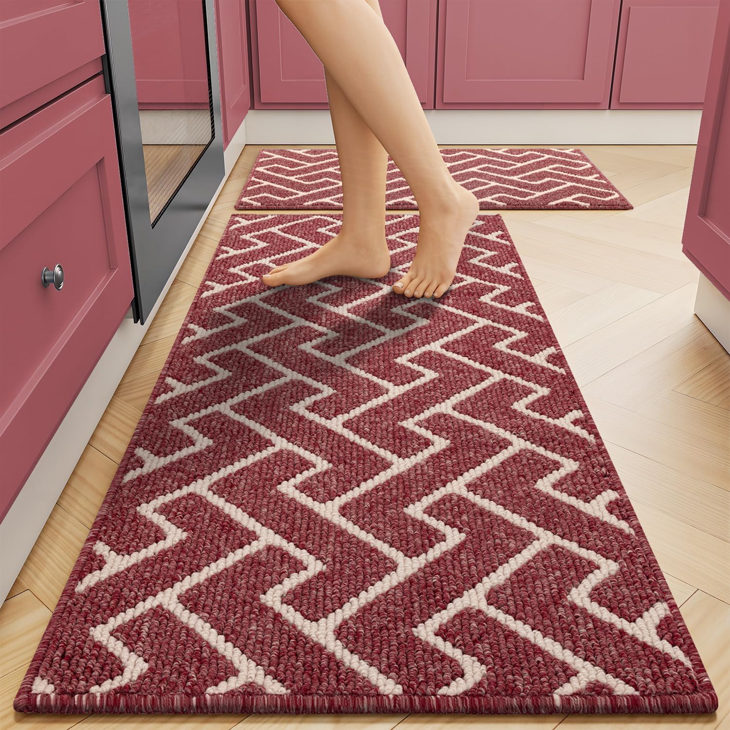 Kitchen Rugs Sets of 2 Non Slip Moroccan Style Mats for Home