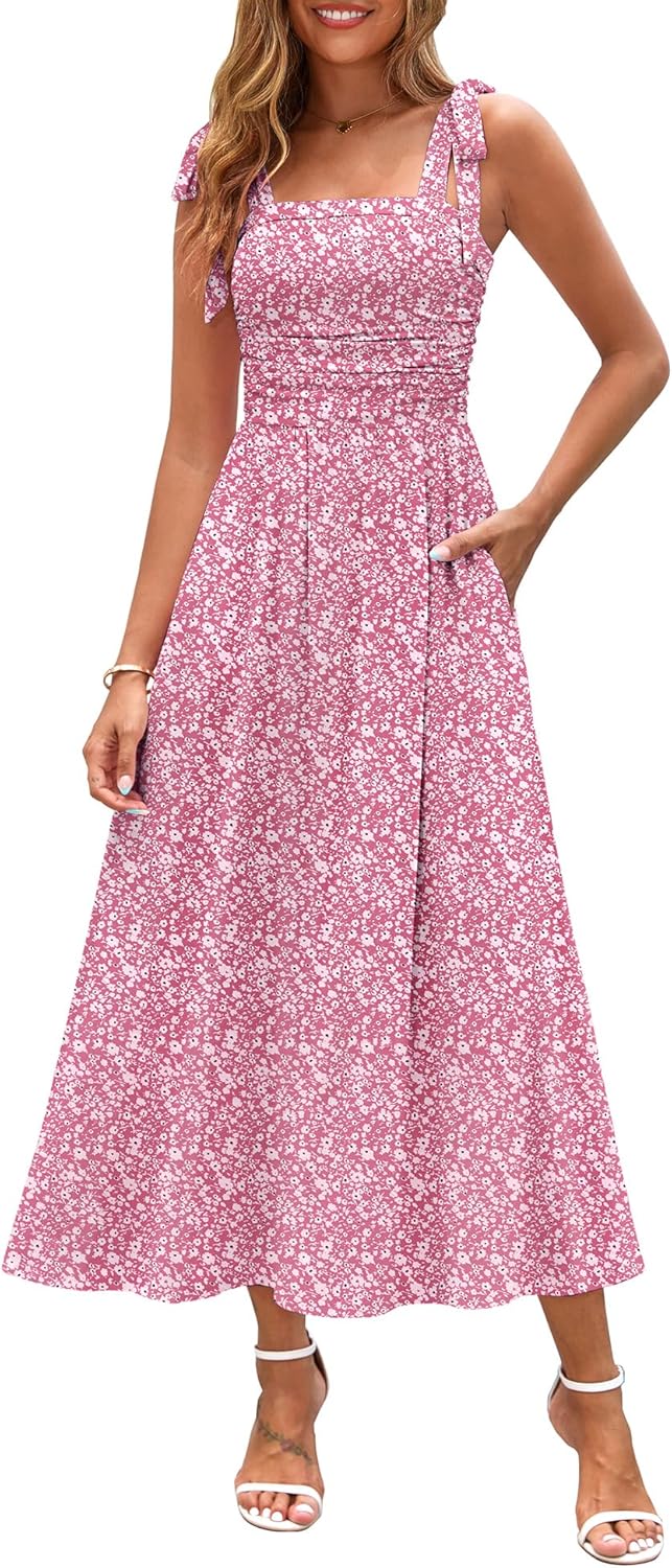 Floral Maxi Dress with Pockets for Summer Beach Vacations
