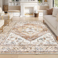 Lahome 9x12 Area Rug Taupe - Thin Washable Non-Slip Large Rug