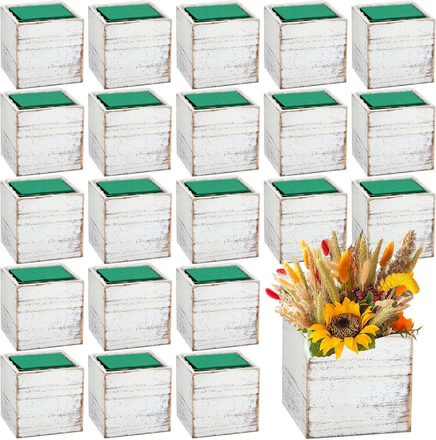 Dandat 24 Sets Wooden Cube Planter Boxes for Centerpiece