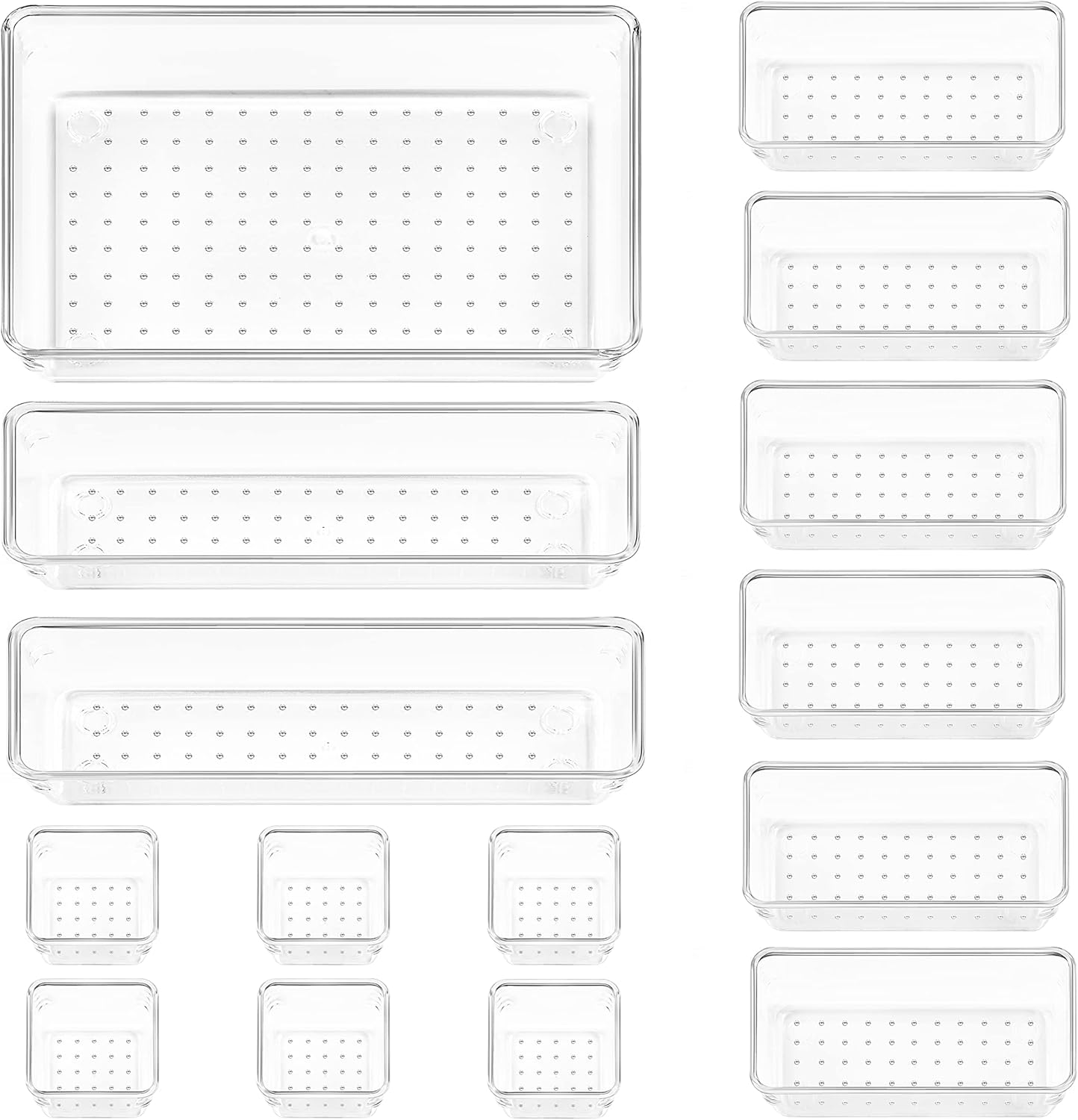 15-Piece Clear Plastic Drawer Organizers - Versatile Organizing Solution
