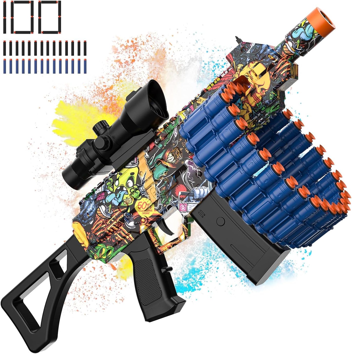 Electric Automatic Toy with 30 Dart Clips for Outdoor Fun