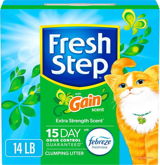 Fresh Step Clumping Cat Litter - 14 lb, with Gain Scent & Activated Charcoal