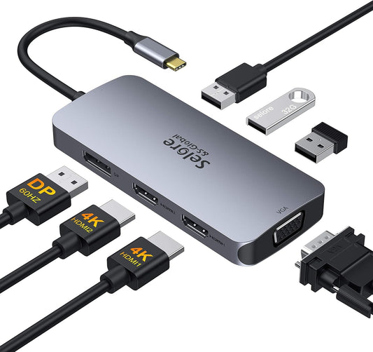 Selore&S-Global Dual HDMI USB C Adapter