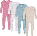 Gerber Baby Girls 4-Pack Footed Pajamas - Cozy, Easy Care
