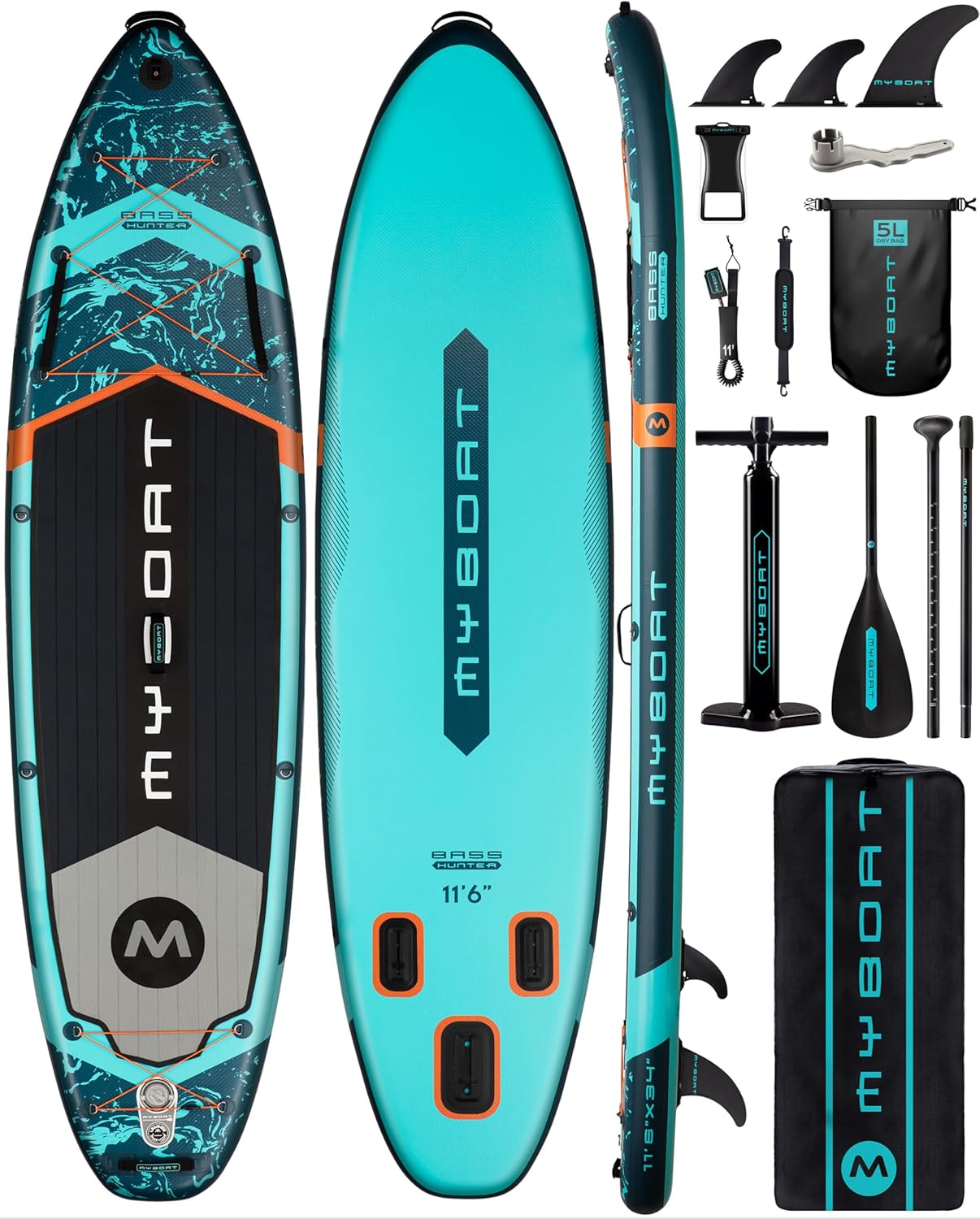 MYBOAT 11ft 6in Extra Wide Inflatable Paddle Board for Fishing