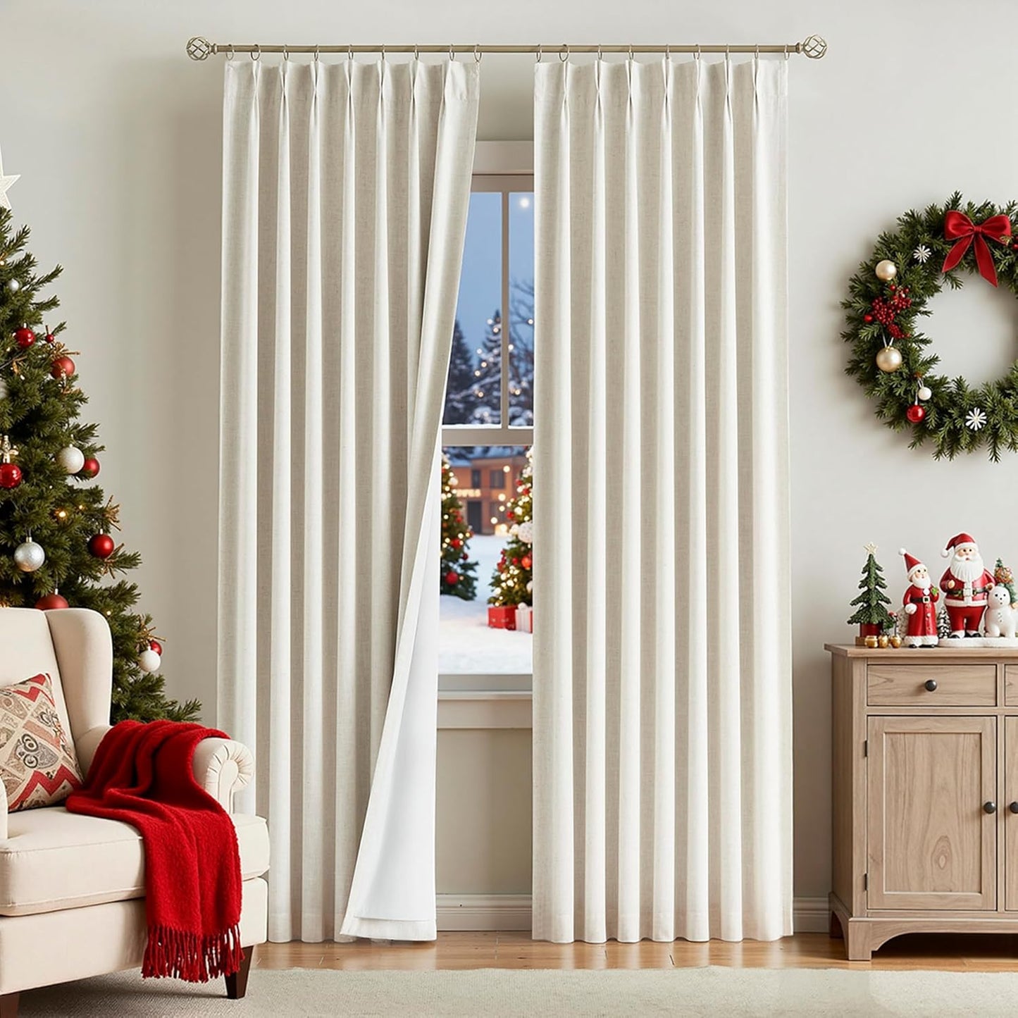 Natural Pinch Pleated Blackout Curtains for Elegant Spaces