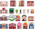 Wooden City Play Set - Educational Town Buildings