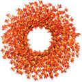26 in Realistic Orange Fall Wreath for Front Door - Minimalist Autumn