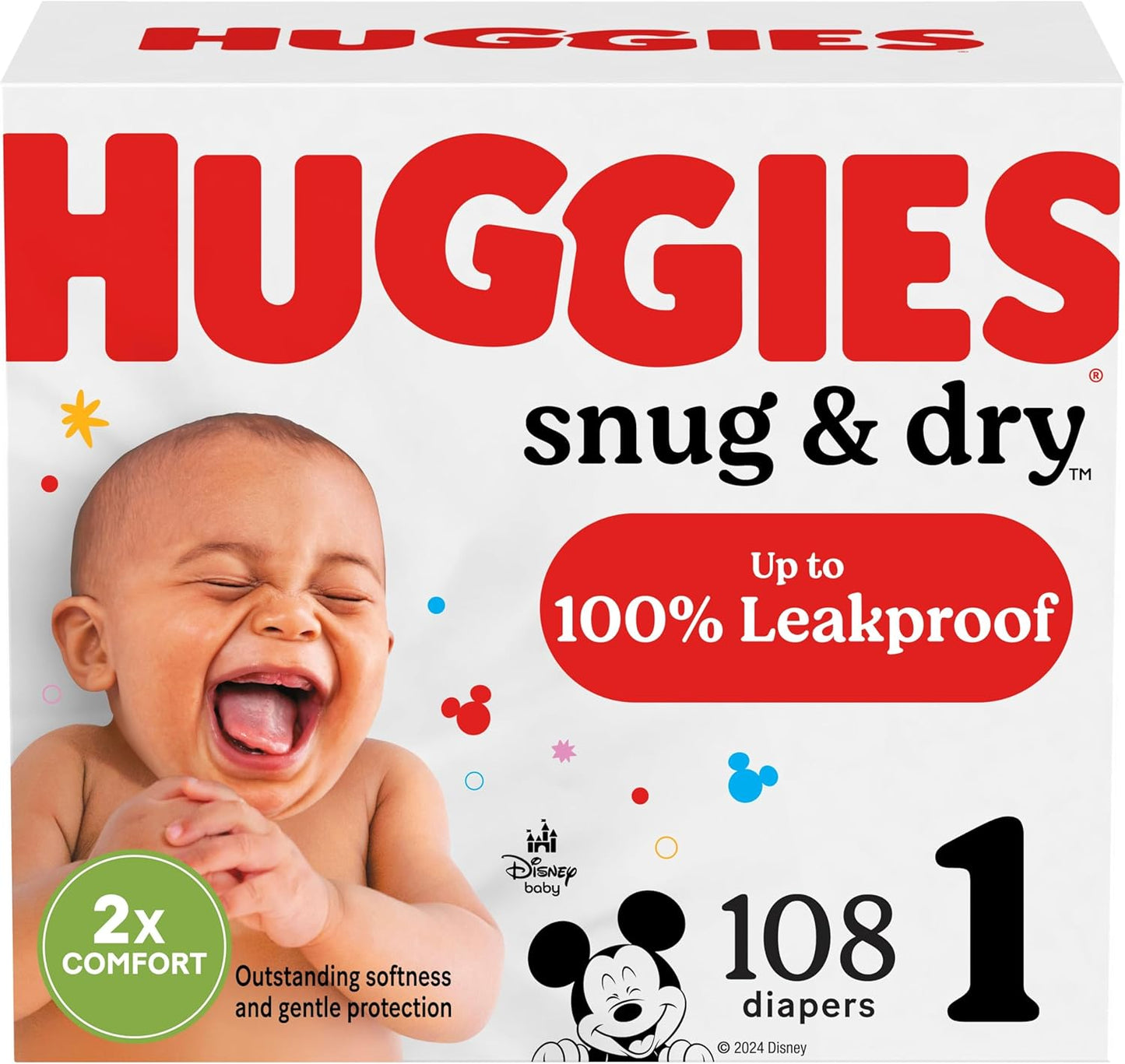 Huggies Size 1 Diapers - 108 Count, Snug & Dry Protection