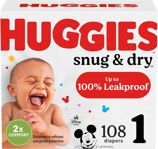 Huggies Size 1 Diapers - 108 Count, Snug & Dry Protection