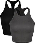 ODODOS Women's Crop Rib-Knit Camisole 3-Pack - Seamless Comfort