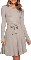 ANRABESS Long Sleeve Midi Sweater Dress - Flattering Fall Knit